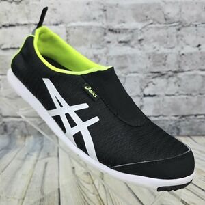 Asics MetroLyte Walking Shoes Womens 7.5 Black Lime White Q555N Slip On Sneakers
